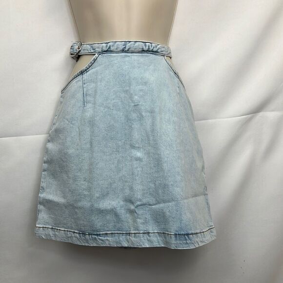 We Wore What cut out indigo zero super light denim mini skirt size small NWT - Picture 3 of 16